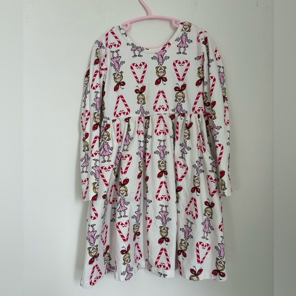 Hanna Andersson White Dress with Red Hearts and Cartoon Print - Picture 2 of 6